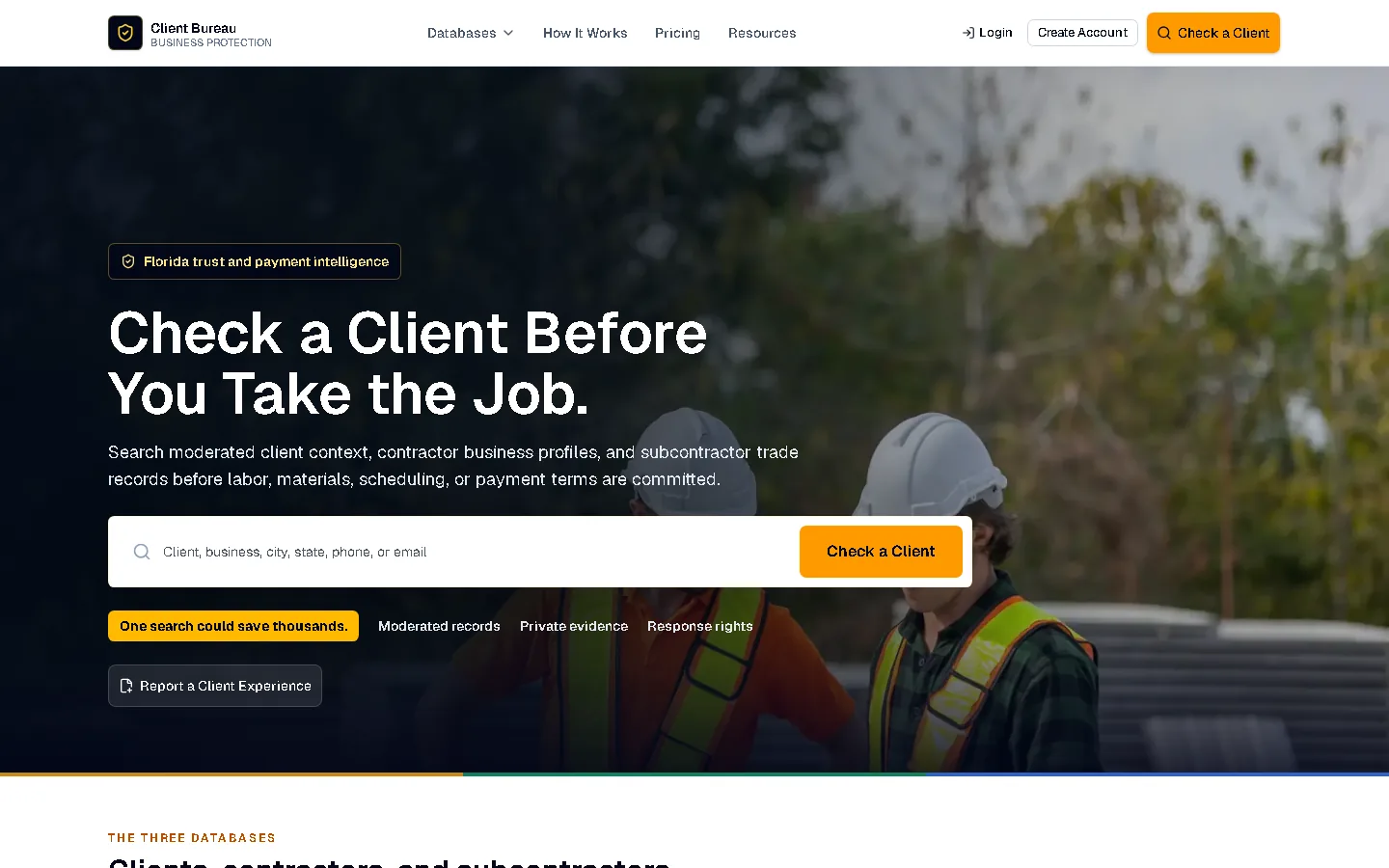 Client Bureau live website homepage